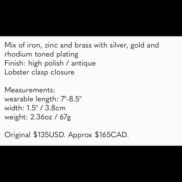 Jenny bird multi chain bracelet cuff NWOT - Picture 3 of 8